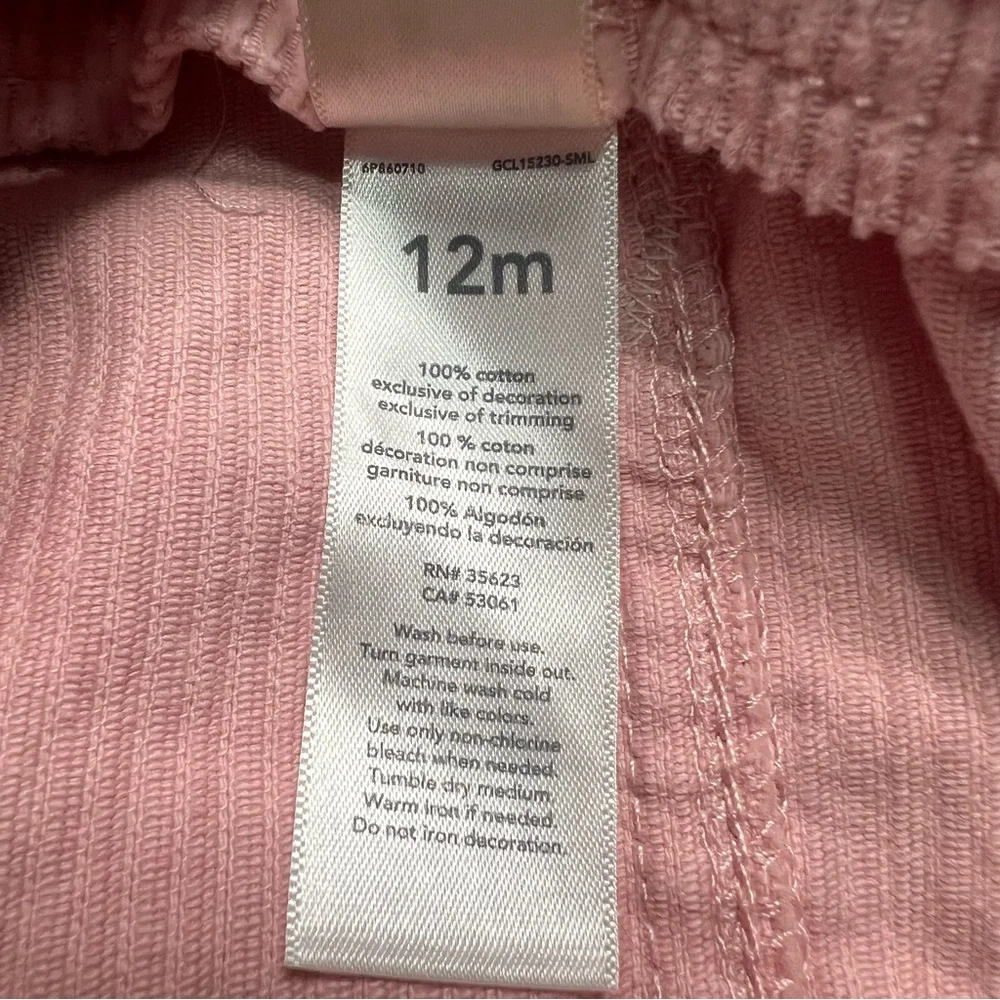 OshKosh B'Gosh 12 Months‎ Pink Corduroy Overalls Dress Cotton
